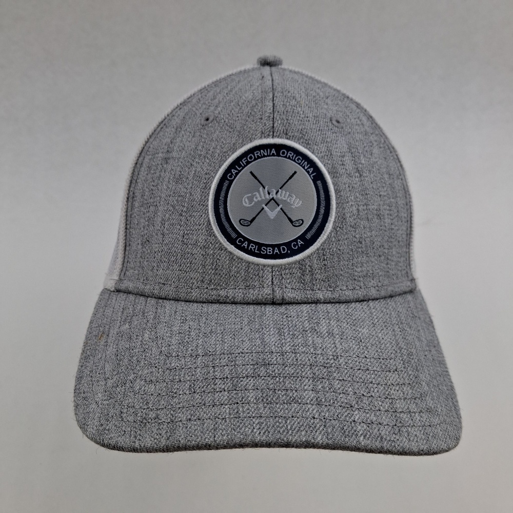 Callaway Hat Cap Snap Back One Size Gray White Trucker Mesh Patch Mens Golf